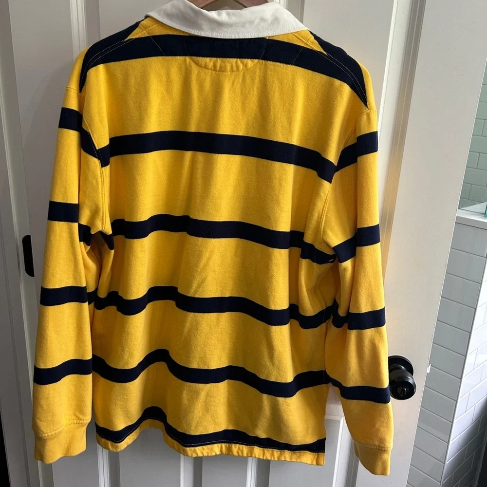Like new Polo Ralph Lauren Yellow and Navy Striped Rugby Shirt size Large - Picture 8 of 9
